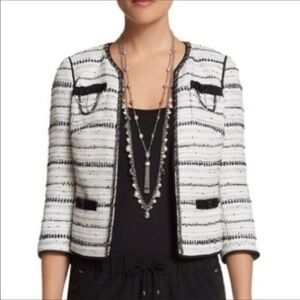 White House Black Market Black and White Striped Blazer